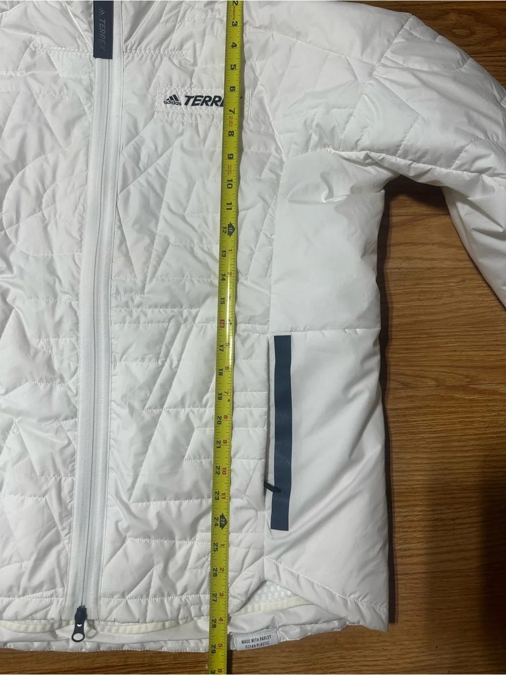 adidas Terrex White Quilted Hooded Puffer Jacket